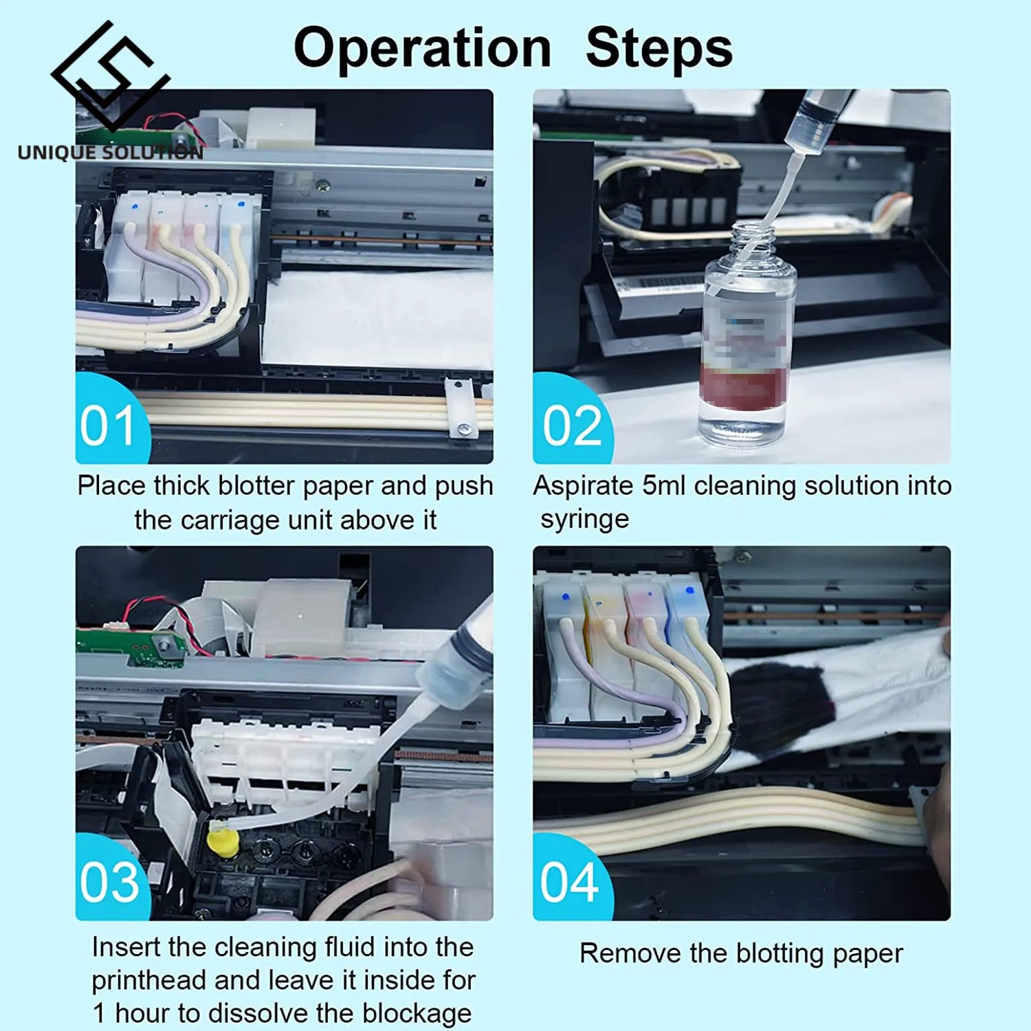 Printhead Cleaning Kit for Inkjet Printers Canon/Brother/Epson/HP 8600 5520 4620 6520 6600 Pro100 6700 6968 6978 8610 HP Printer