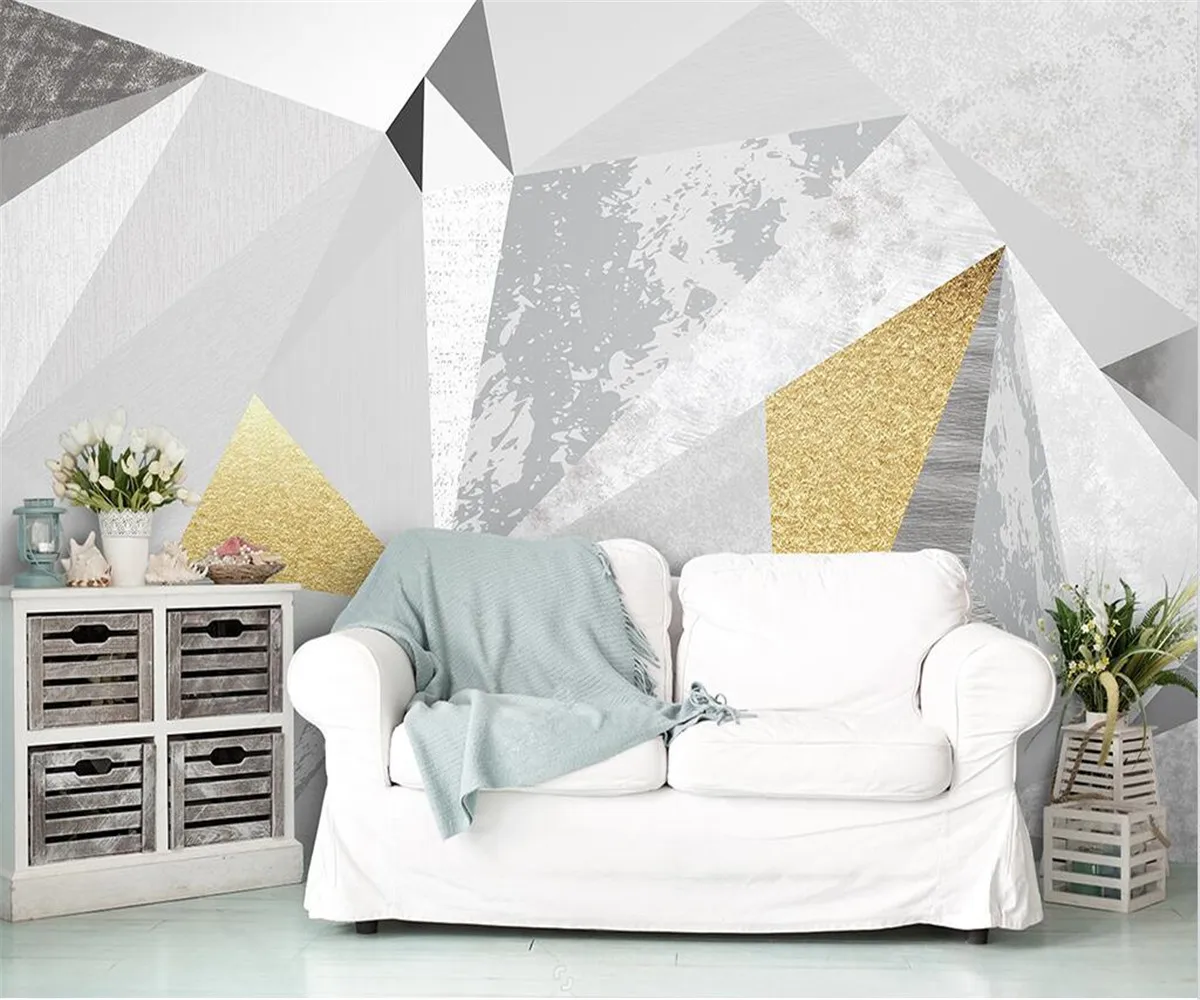 Custom wallpaper papel de parede Nordic hand-painted minimalist geometric abstract mural living room background wall stickers