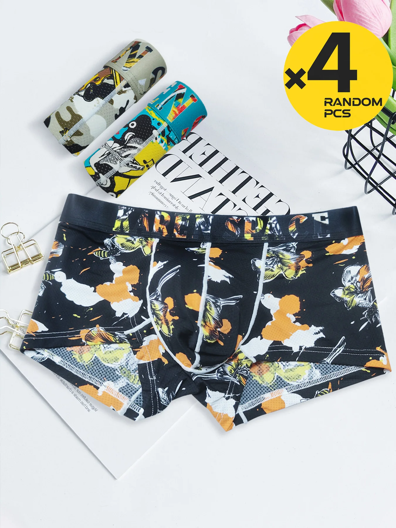 

Мужское нижнее белье с цветным принтом для подростков, свободные модные разноцветные шорты для мальчиков, удобные шорты для спорта и фитнеса 3/4p