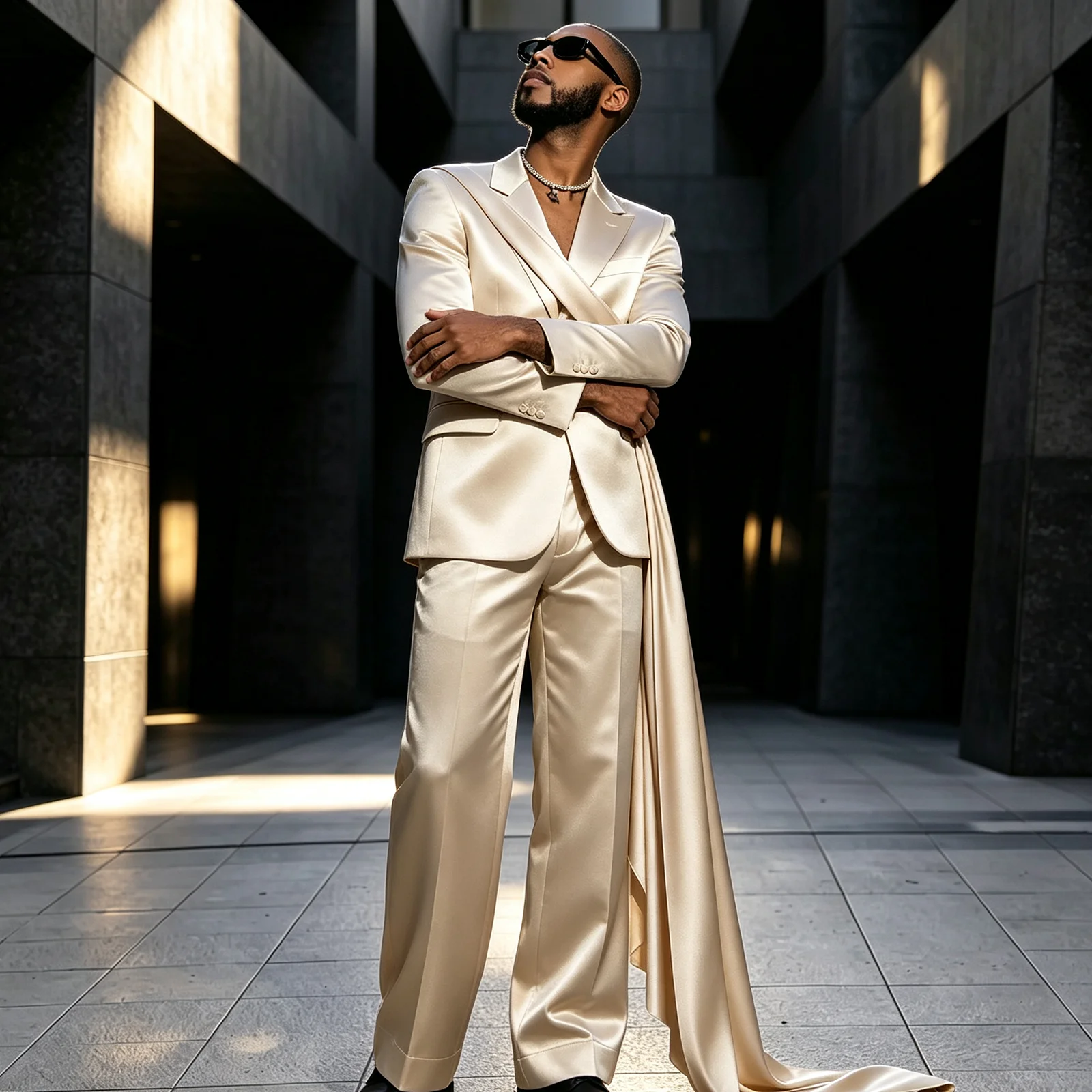 Satin Wraps Men Groom Suits 2 Pieces Plus Size Designer Style Pocket Jacket Customized Tailored Party Suits Homme Costume