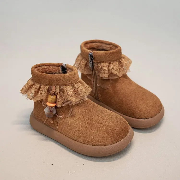 الأطفال الأحذية المسطحة القديمة شرابة القوس الفتيات حذا فردي للسيدات أربعة مواسم لينة عدم الانزلاق الاطفال منتصف العجل الأحذية الجلدية