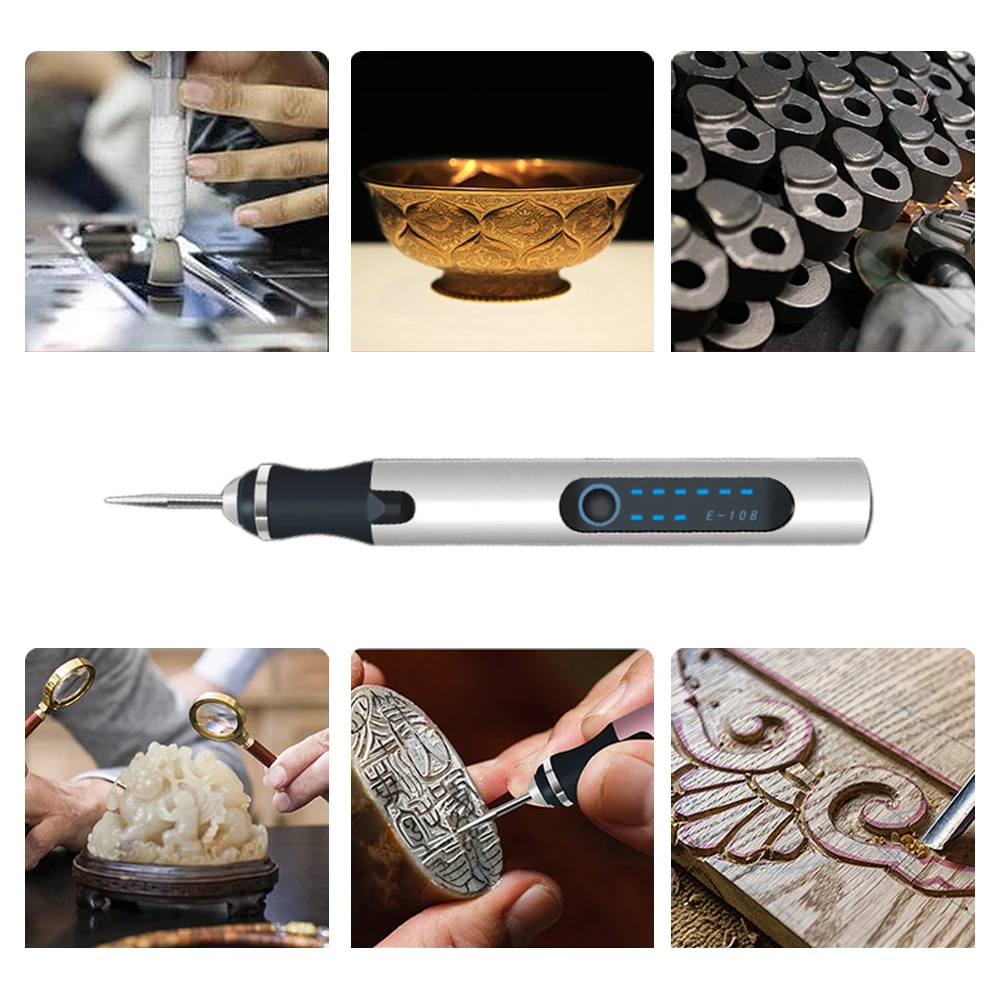 Imagem -05 - Usb Gravação Pen para Scrapbooking Moedor Elétrico Faça Você Mesmo Gravar Máquina de Escultura Ferramentas Graver com ou sem Ferramentas