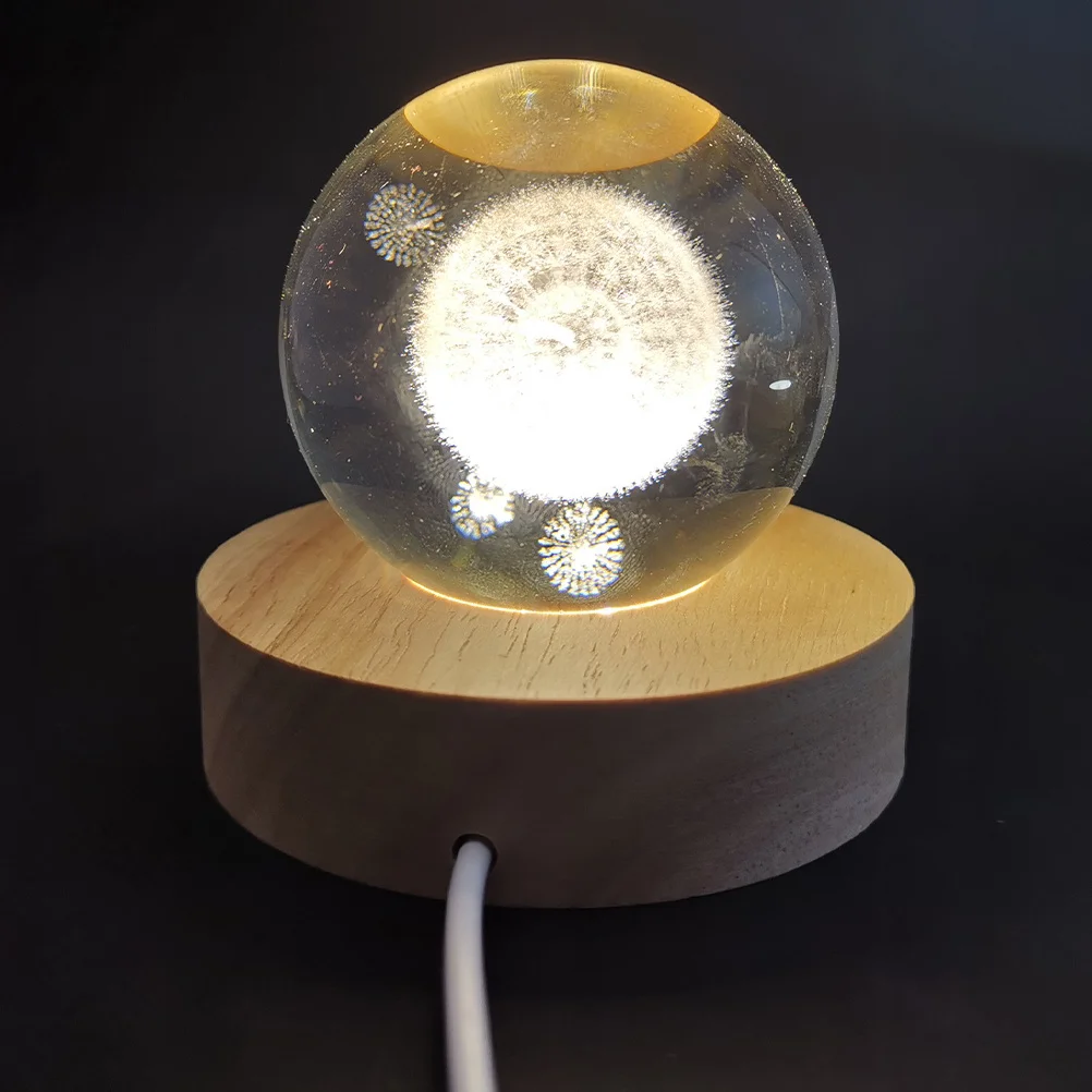 

Solid Wood Led Display Base For Crystal Ball Glass Sphere Night Light Wooden Lighting Stand Home Office Decor