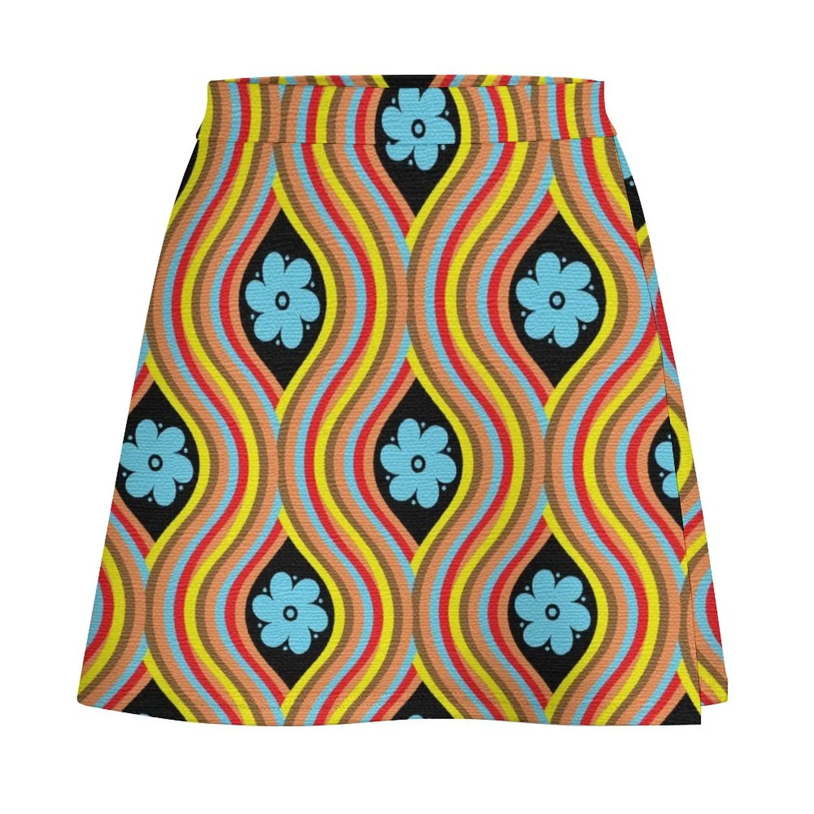 1970s Retro Vintage Hippie Bohemian Flower Power Festival Mini Skirt womans clothing Women's dress Mini Skirt