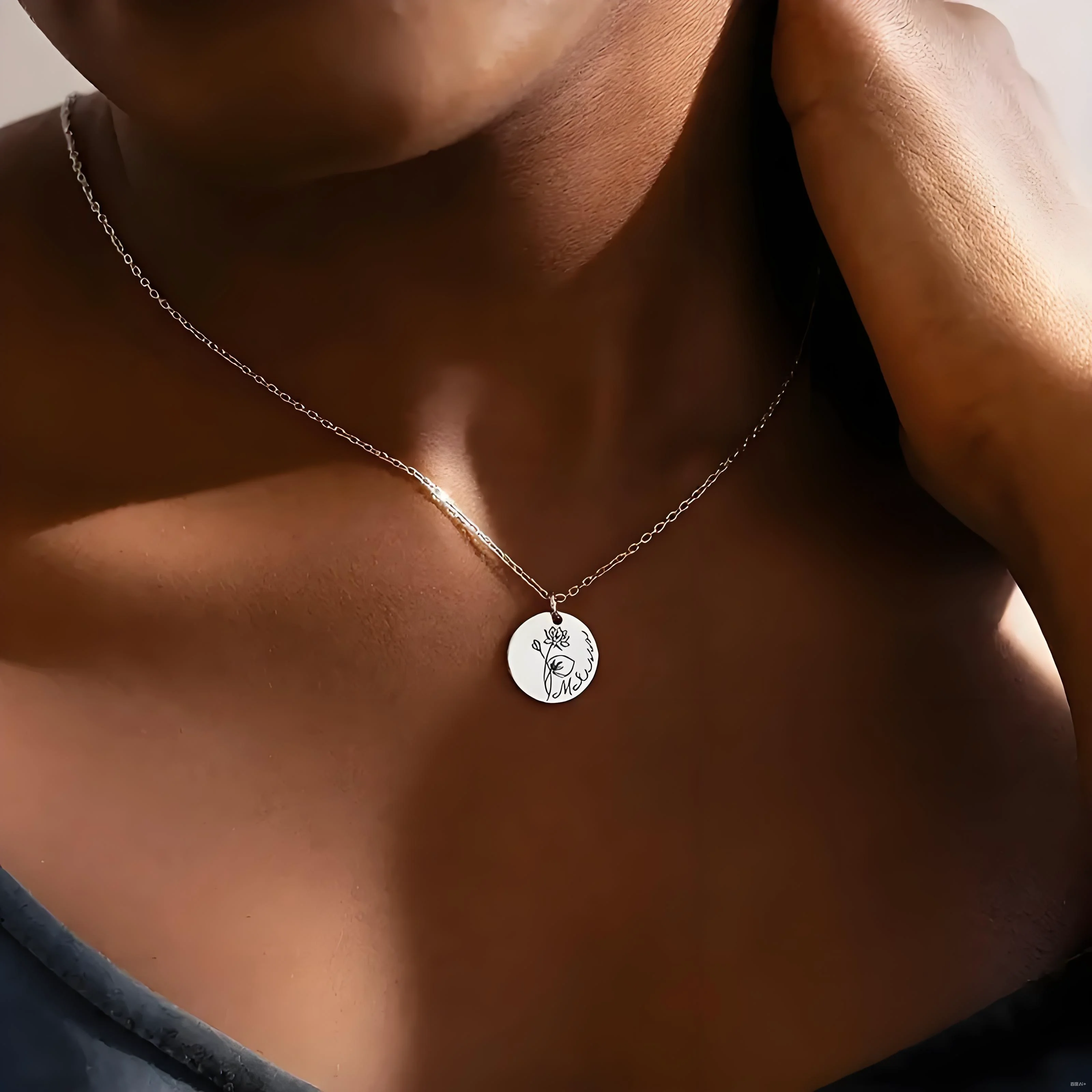 

Женское ожерелье с гравировкой на заказ, круглая подвеска из нержавеющей стали 304L с позолотой 18 карат, французский минималистичный подарок на Рождество