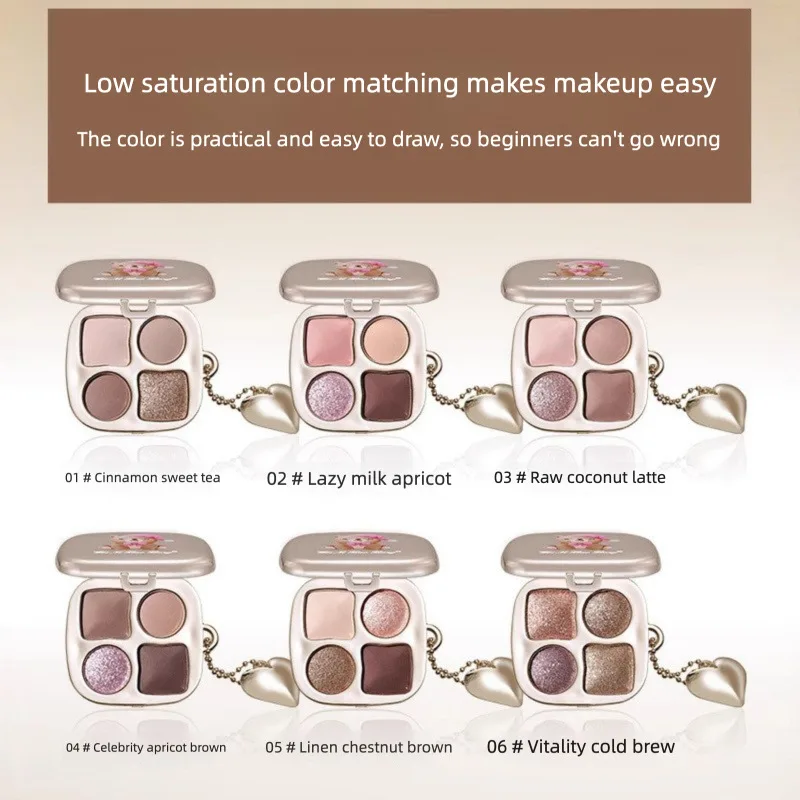 

Little Bear Iridescent Secret Realm Love 4-color Matte Pearlescent Eyeshadow Palette 4-color Diamond Eyeshadow