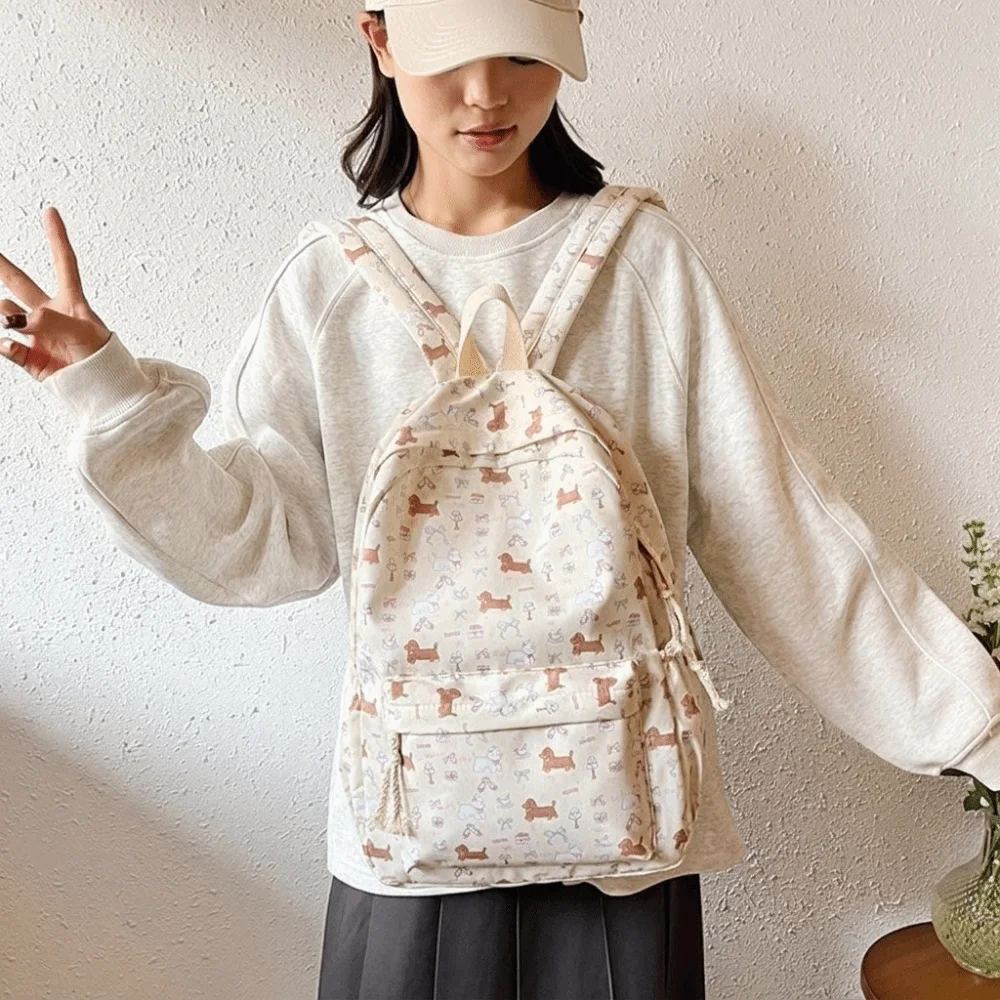 Fashion Nylon Dog Backpack Large Capacity Korean Style Students School Bag Handbag Travel Bag Shoulder Bag Travel