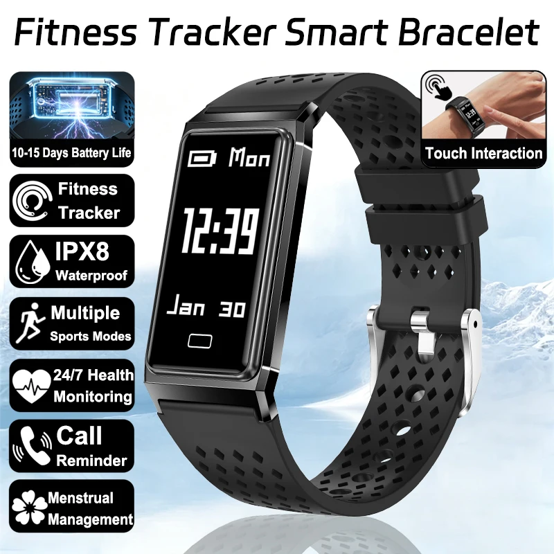 2026 New Fitness Tracker Smart Bracelet Men Women Heart Rate Sleep Monitor IPX8 Waterproof 15 Days Battery Life Sport Smartwatch