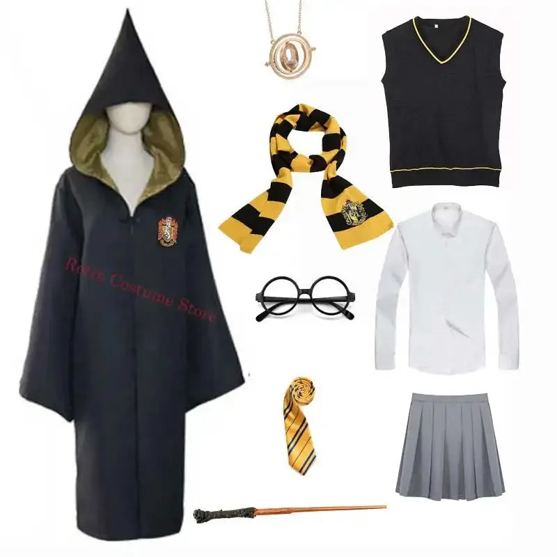 L2025l halloween unisex adulto crianças bruxa e feiticeiro cosplay traje unisex crianças adulto magia faculdade uniforme traje de terror para h