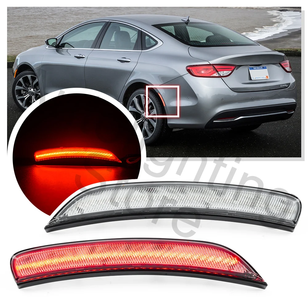 2PCS For Chrysler 200 2015 2016 2017 Rear Red LED Side Marker Lamp Turn Signal Lights indicater light canbus USA version only