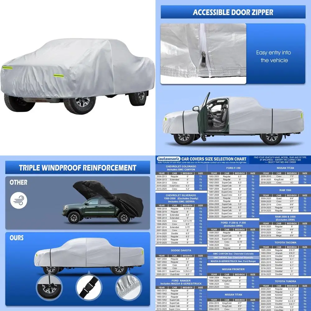 

All-Weather Waterproof Truck Cover, 6-Layer Protection for Various Pickup Models (Up to 220 Length)