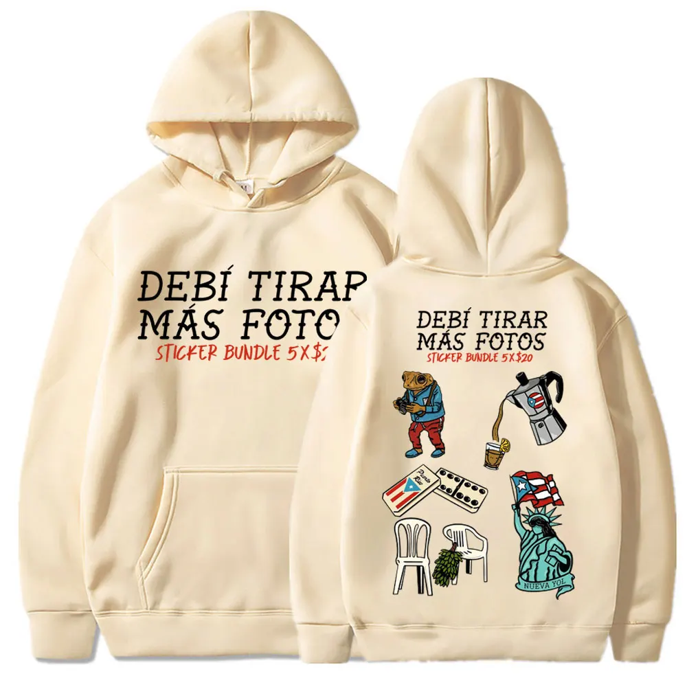Famous Rapper Bad Bunny Hoodies Debi Tirar Mas Fotos DTMF Men Women Long Sleeve Hip Hop Loose Fleece Casual Pullovers Streetwear