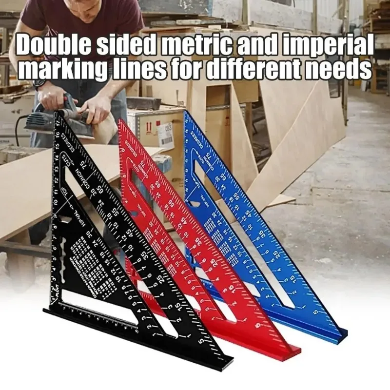 Règle d'angle en alliage d'aluminium de 7 pouces, outil de mesure métrique et impérial, équerre rapide pour le travail du bois