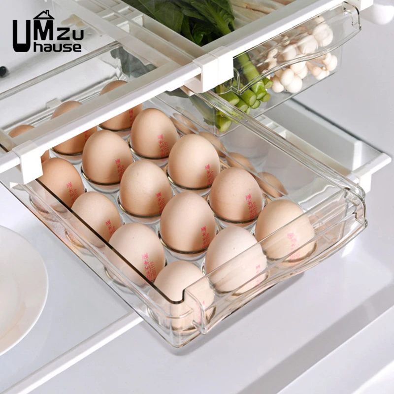 Eggs Drawer Box Fridge Slide Tray Food Storage Case Refrigerator Clear Holder Adjustable Hanging Shelf Kitchen Pantry Organizers