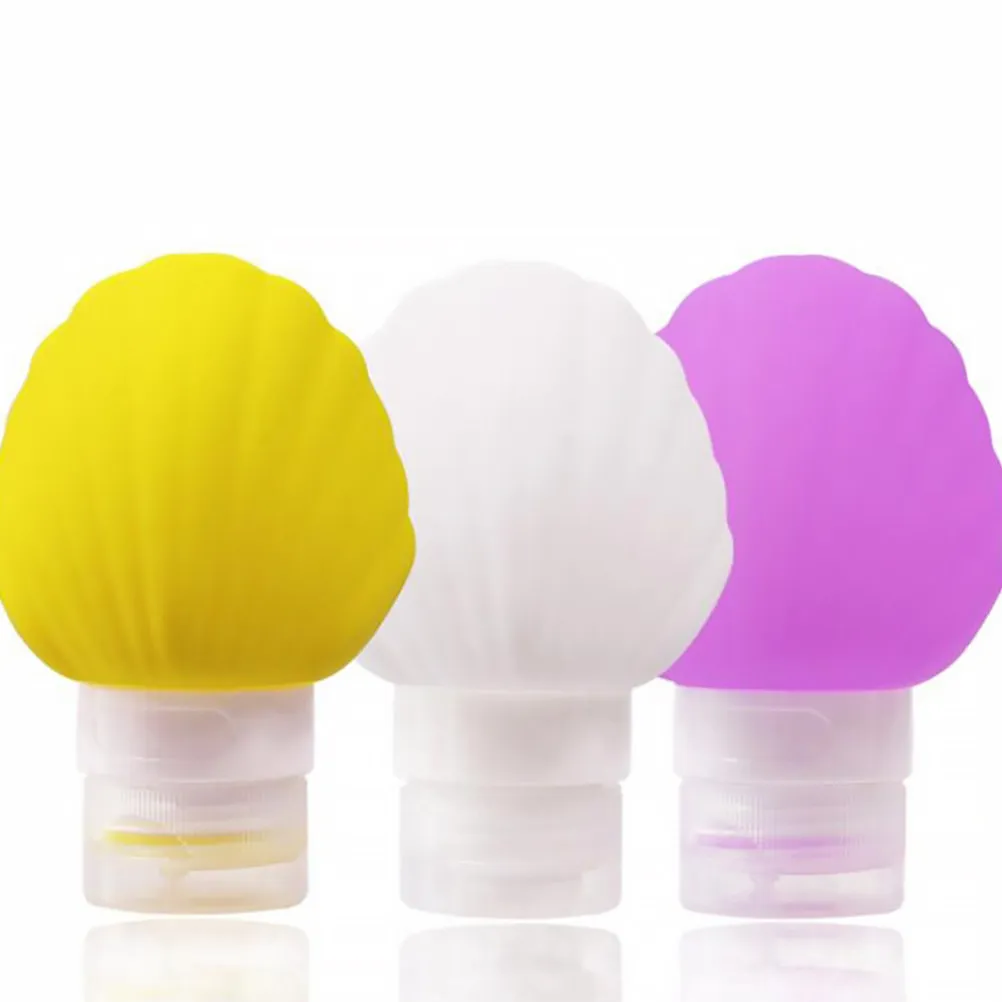 3pcs Leakproof Silicone Travel Lotion Bottles – Shell Shape, Refillable for Shampoo, Emulsion, Makeup