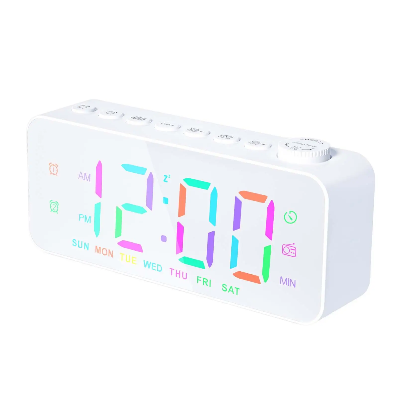 Digital Alarm Clock Sleep Timer Electronic Brightness Dimmer Radio Table Top