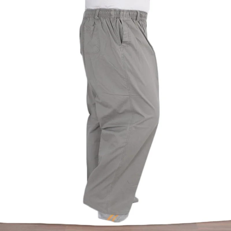 Primavera Verano hombres pantalones cargo simple algodón caqui estiramiento suelto 8XL 9XL 10XL 12XL 13XL pantalones de talla grande Pantalones rectos de gran tamaño