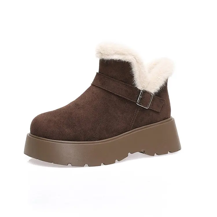 الشتاء أزياء سميكة القاع المرأة أحذية الثلوج حزام مشبك نمط جديد صوف مبطن أفخم أحذية قطنية عارضة جولة تو الأحذية #5