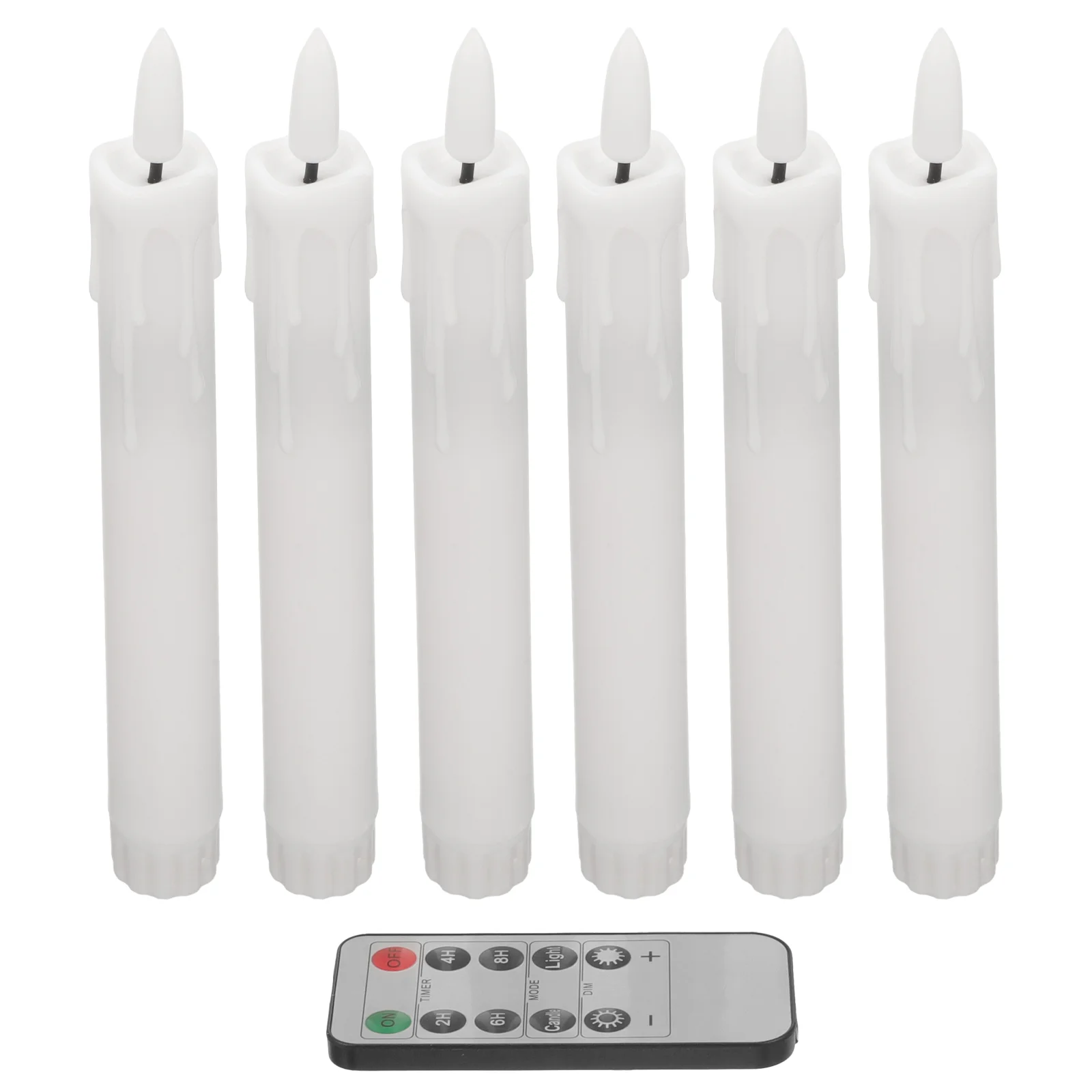 

6 Pcs Electronic Light Holder Candles Fake Flameless Taper Christmas Window Pole LED Operated Plastic Powered