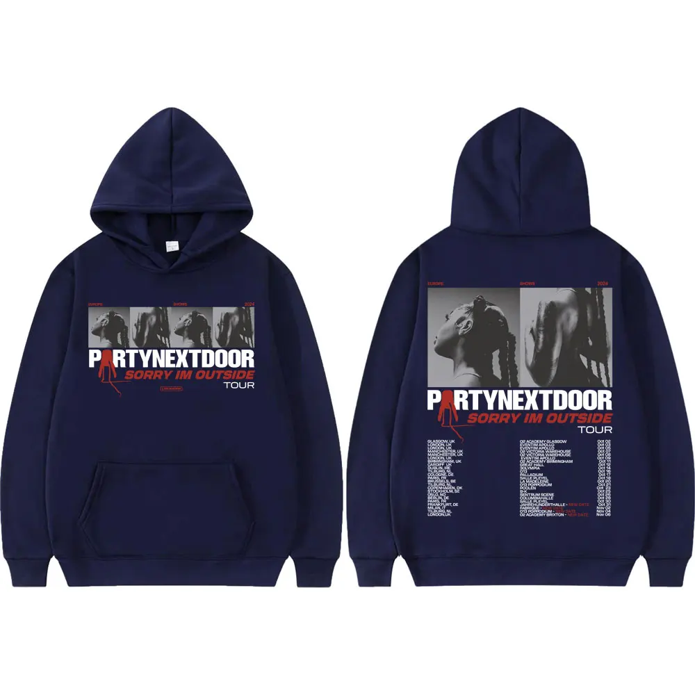 مغني الراب Partynextdoor آسف ايم خارج جولة هوديي الهيب هوب خمر مقنعين البلوز الرجال المرأة موضة بلوفرات فضفاضة غير رسمية