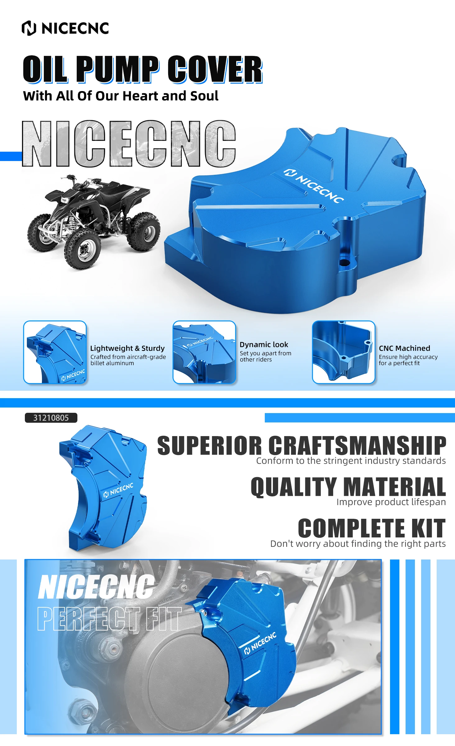 NICECNC Ölpumpenschutzabdeckung für Yamaha Blaster 200 YFS200 SE 1988-2006, T6-6061 Aluminium, rostfrei, ATV-Zubehör – Detail 1