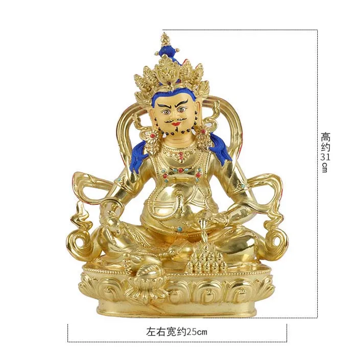 31CM High grade buddha statue Temple HOME altar worship Family protect God gilding God of wealth Yellow Jambhala Buddha statue