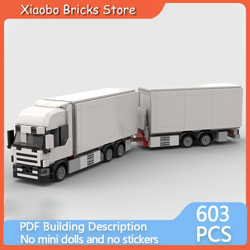 City Car Model MOC Building Bricks Refrigerated Trucks And Trailers Modular Technology Gifts Holiday Assemble Children Toys Suit