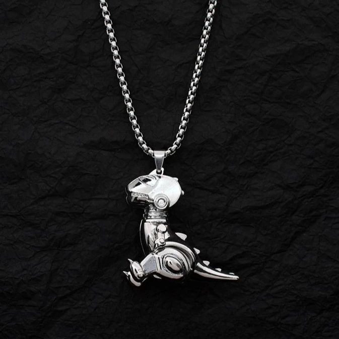 

Мультяшный робот-динозавр, ожерелье, мужской модный крутой свитер с подвеской в стиле хип-хоп, свитер-цепочка