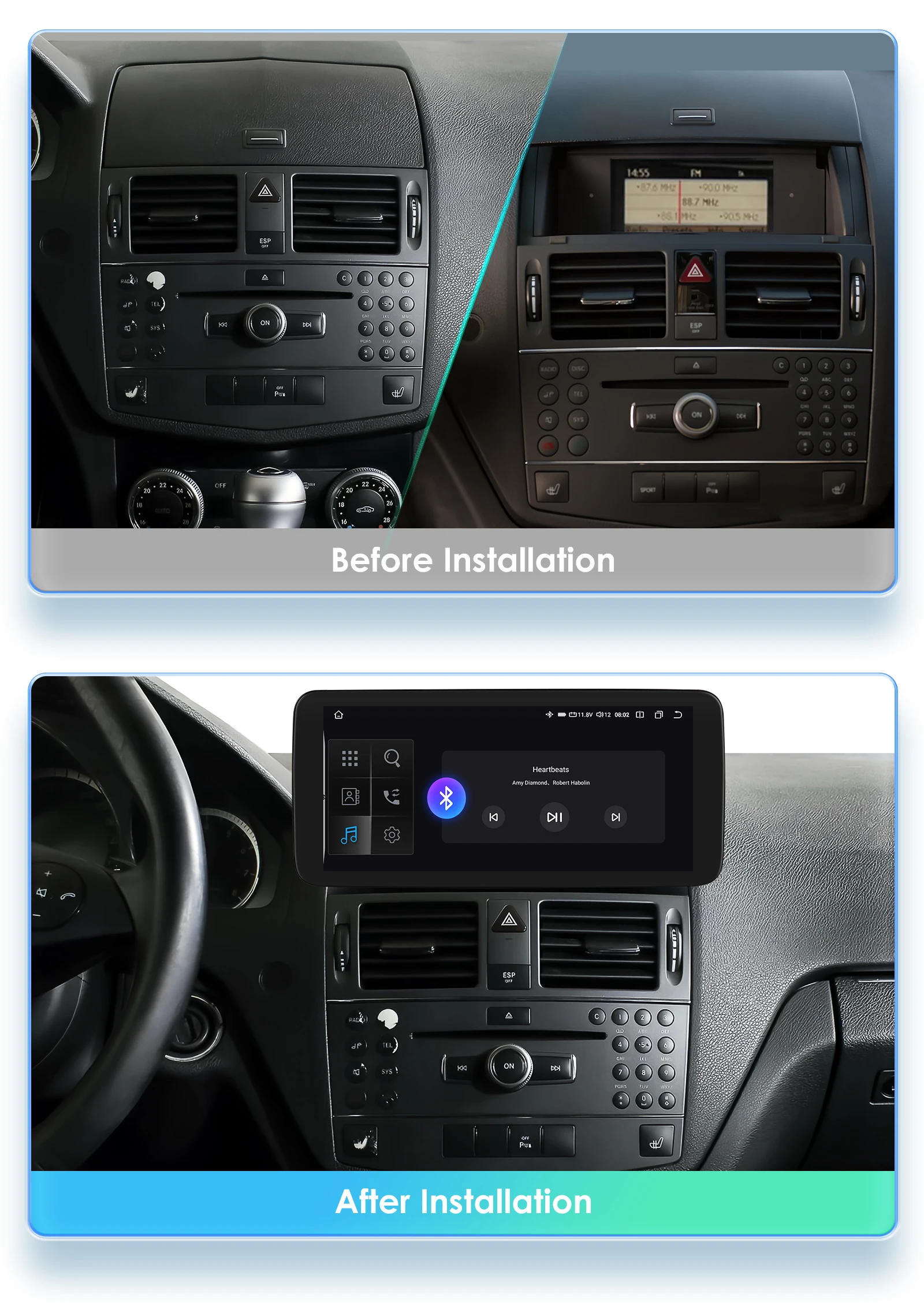 Carplay 4G 10.25 "راديو السيارة أندرويد لمرسيدس بنز C-Class W204 S204 NTG 4.0 2008-2010 مشغل وسائط متعددة GPS 2 Din ستيريو DSP #3