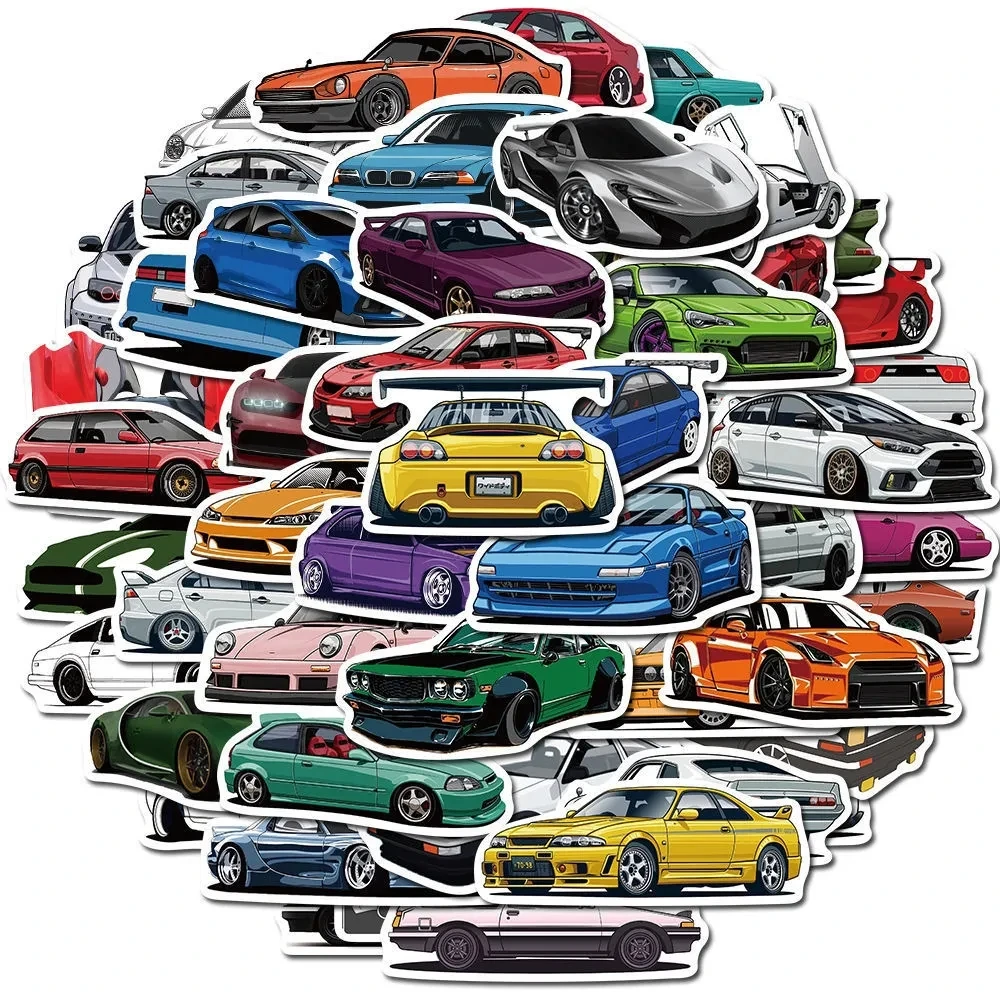 10/30/50/100pcs Cool Car Styling JDM Modification Stickers for Skateboard Bicycle Helmet Motorcycle Mixed Vinyl Decals Sticker