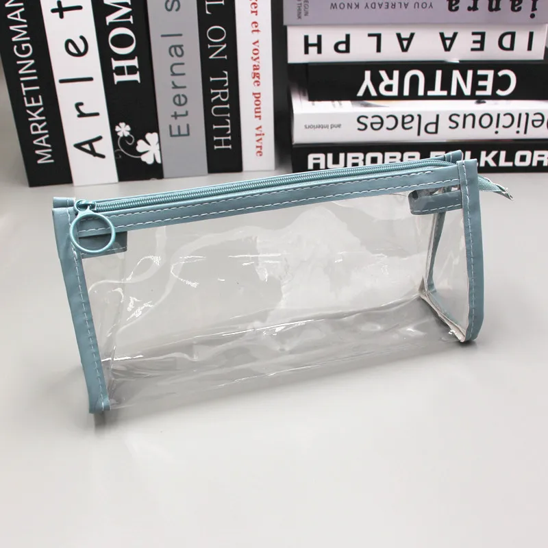 Women\'s Transparent Waterproof PVC Cosmetic Bags Large Capacity Zipper Pencil Case Stationery Bag Cosmetic Lipstick Storage Bag