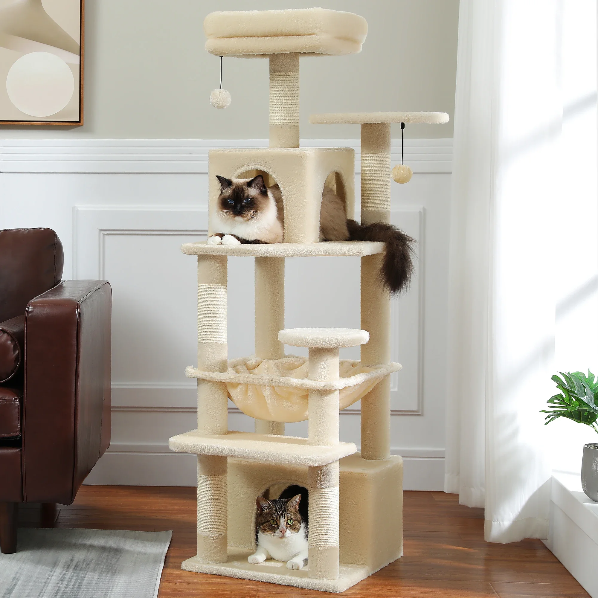 

Large Cat Tree and Tower for Indoor Cats With Sisal-Covered Scratching Posts Spacious Hammock Padded Perches and Condos