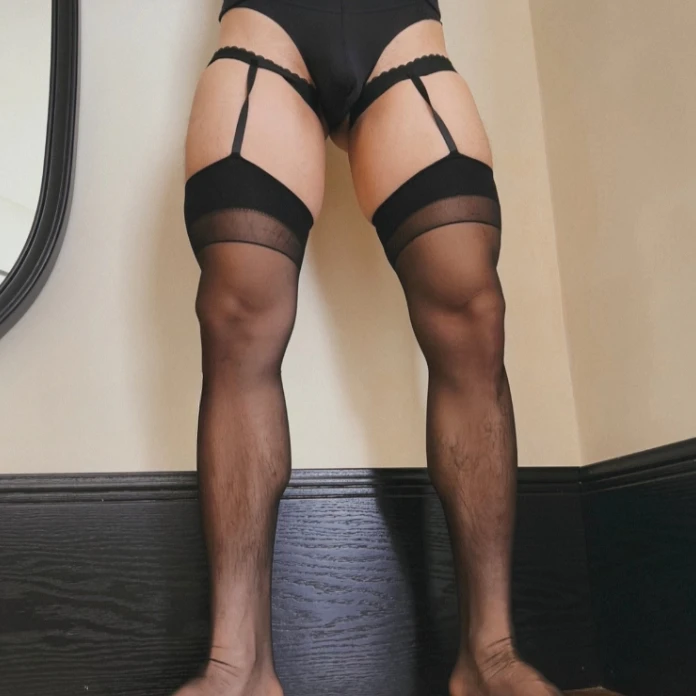 Loop Tube Men's Stockings Erotic Silk Long Socks Male Transparent Sissy Underwear Black White Fetish Sheer Stocking Calcetines
