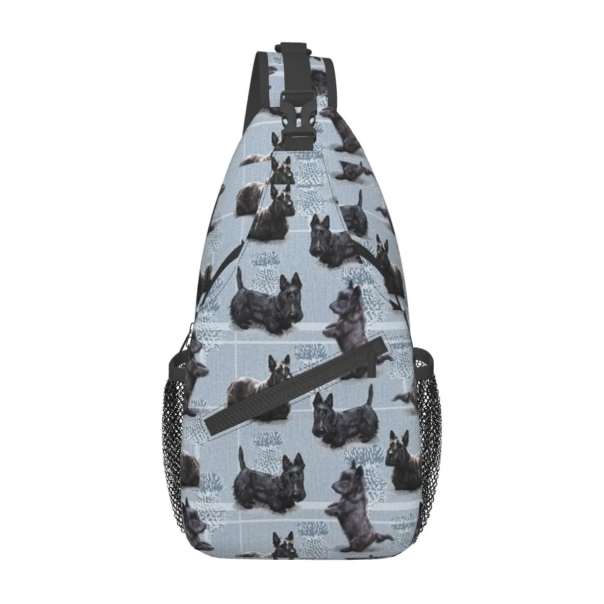 Szkocki Terrier woreczki strunowe torba Crossbody na klatkę piersiową z paskiem na ramię plecak piesze wycieczki podróże plecaki Scottie Dog Tartan Skye torby Casual