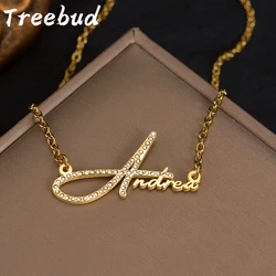 Treebud Custom Name Necklace Personalized Crystal Zircon Letters Pendant Choker for Women Jewelry Gifts Drropshipping