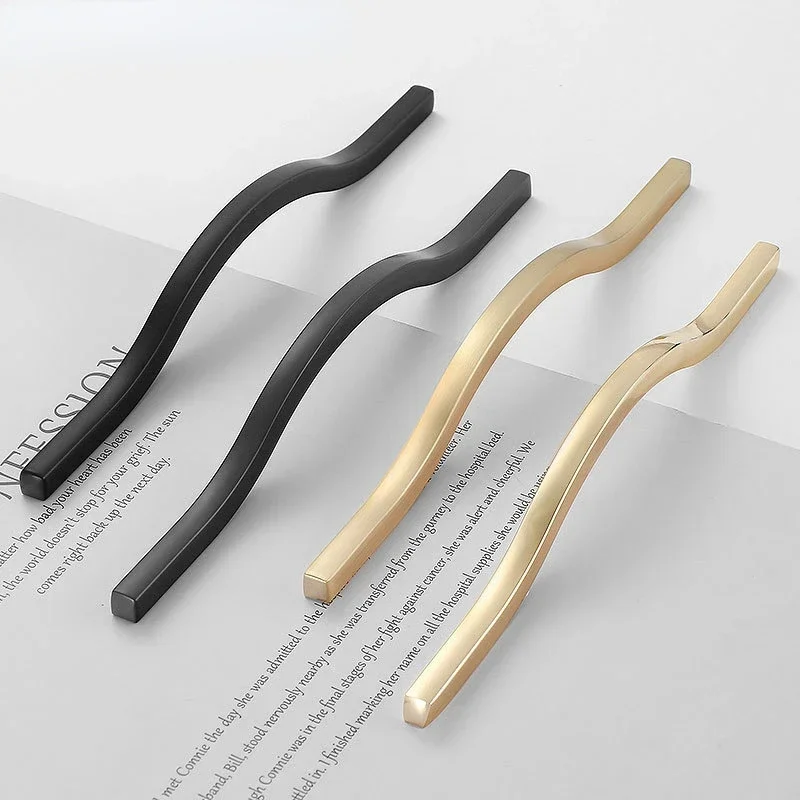 Mouth Modern Simple Light Luxury Wardrobe Door Handles Cabinet Door Handles Drawer Gold Black Door Handles for Interior Doors