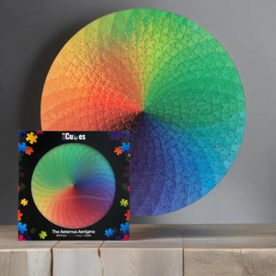

500 Pieces Round Jigsaw Puzzles - - Rainbow Palette - Color Wheel Changing Puzzle - Difficult and Challenging Intellectual Game