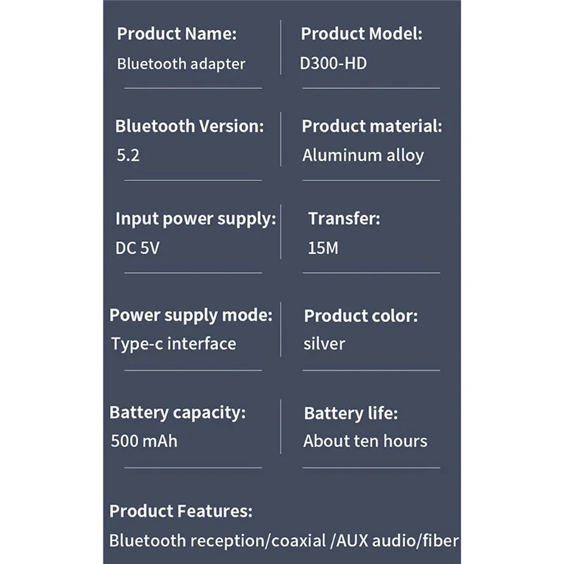 Récepteur de musique Bluetooth 5.2, adaptateur audio sans fil HIFI