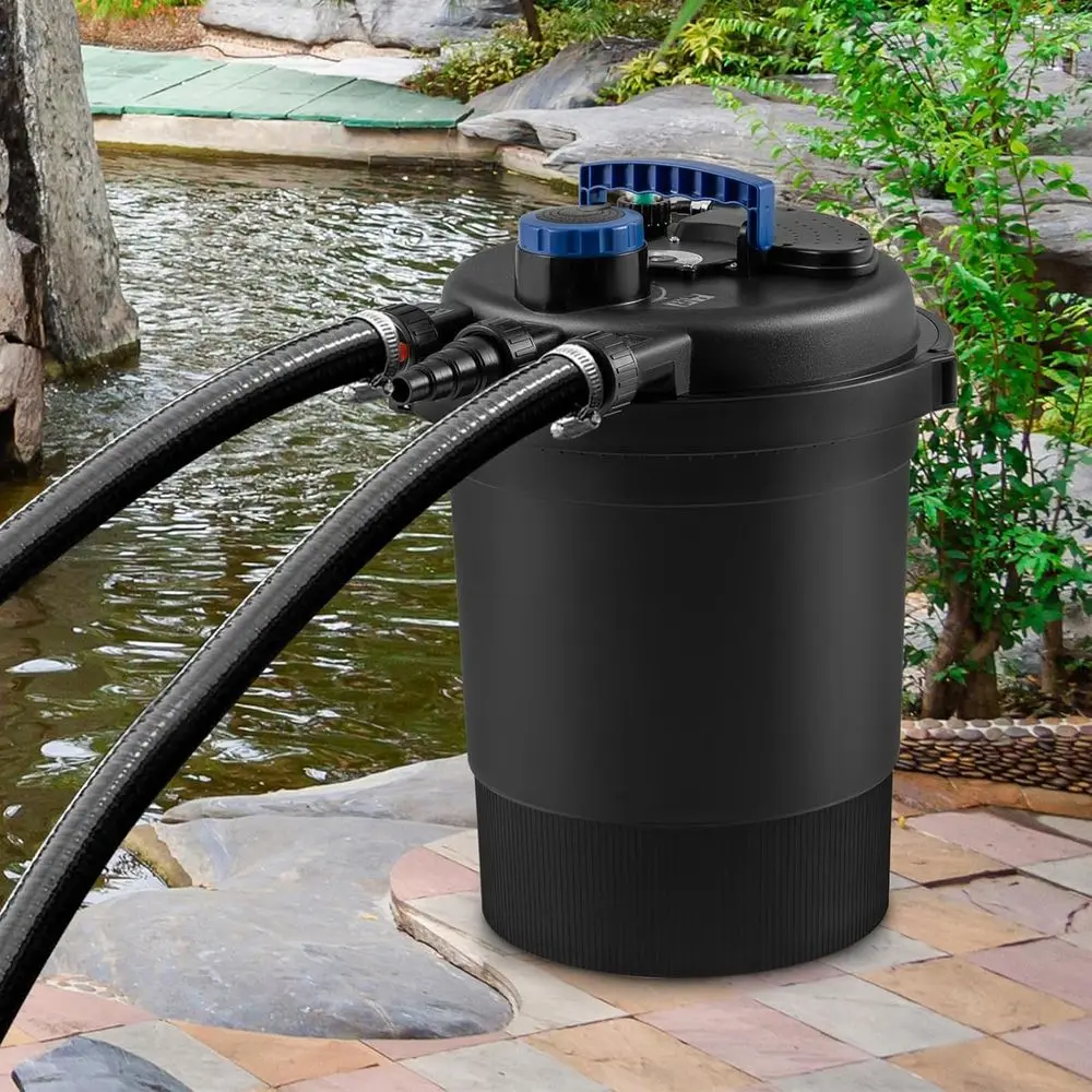 High-Flow 2642 GPH Pond Pump with UV-C Light, Bio Balls, and 4 Adapters for 1321-2642 Gallon Ponds