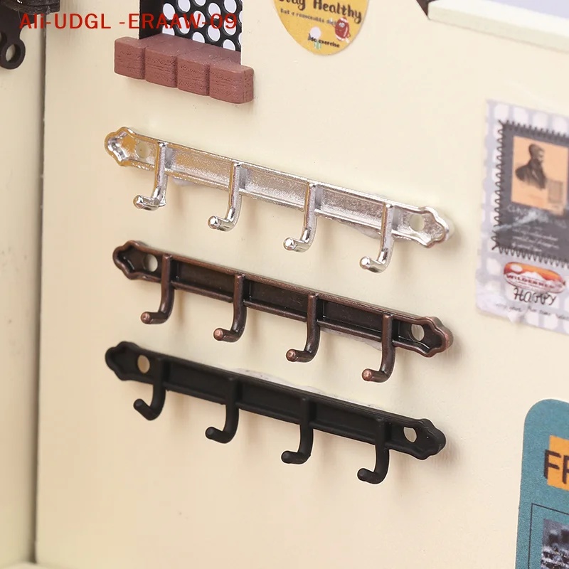 Pretend Play Toys 1/12 Dollhouse Metal Clothes Rack Wall Hooks Miniature Furniture