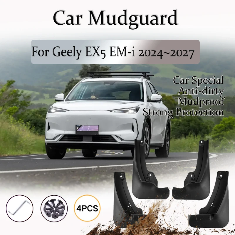 

Автомобильный брызговик для Geely EX5 EM-i Galaxy Starship 7 EM-i EV P145 2024 ~ 2026, брызговик с защитой от брызг, брызговик, автомобильные аксессуары