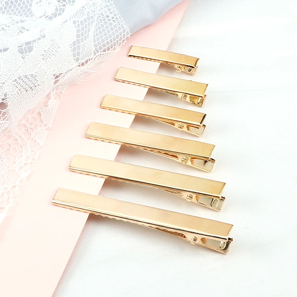 Trendy Gold Color Hair Clip Accessories 10pcs DIY Metal Hairpins Alligator Single Prong Barrettes Women Girl Exquisite Headdress