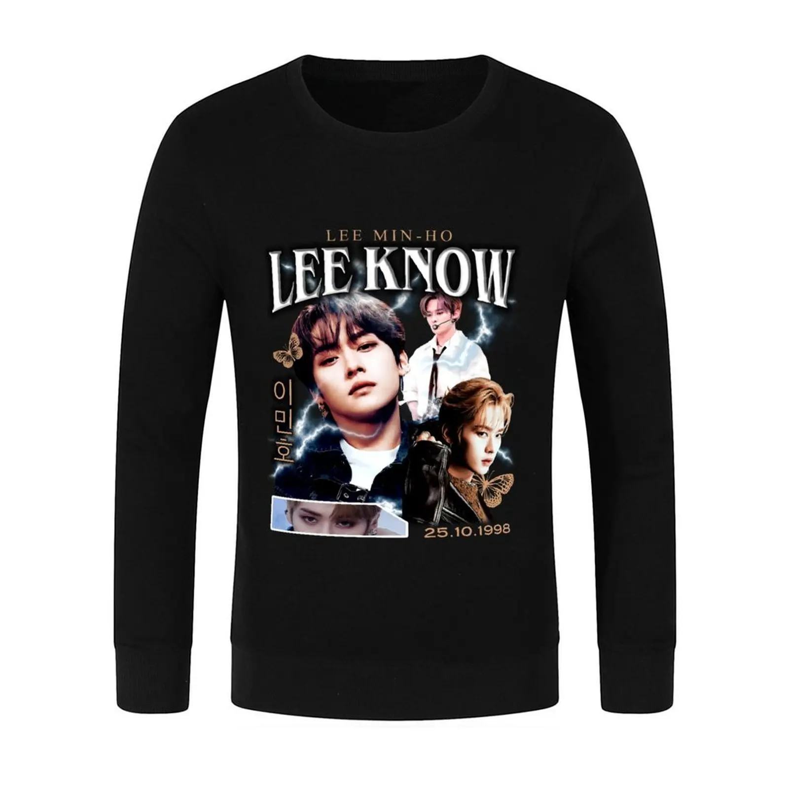 LEE KNOW Camisa Vintage 90 Retro T Shirt Tee Pulôver roupas masculinas jaqueta de outono roupas masculinas novos moletons