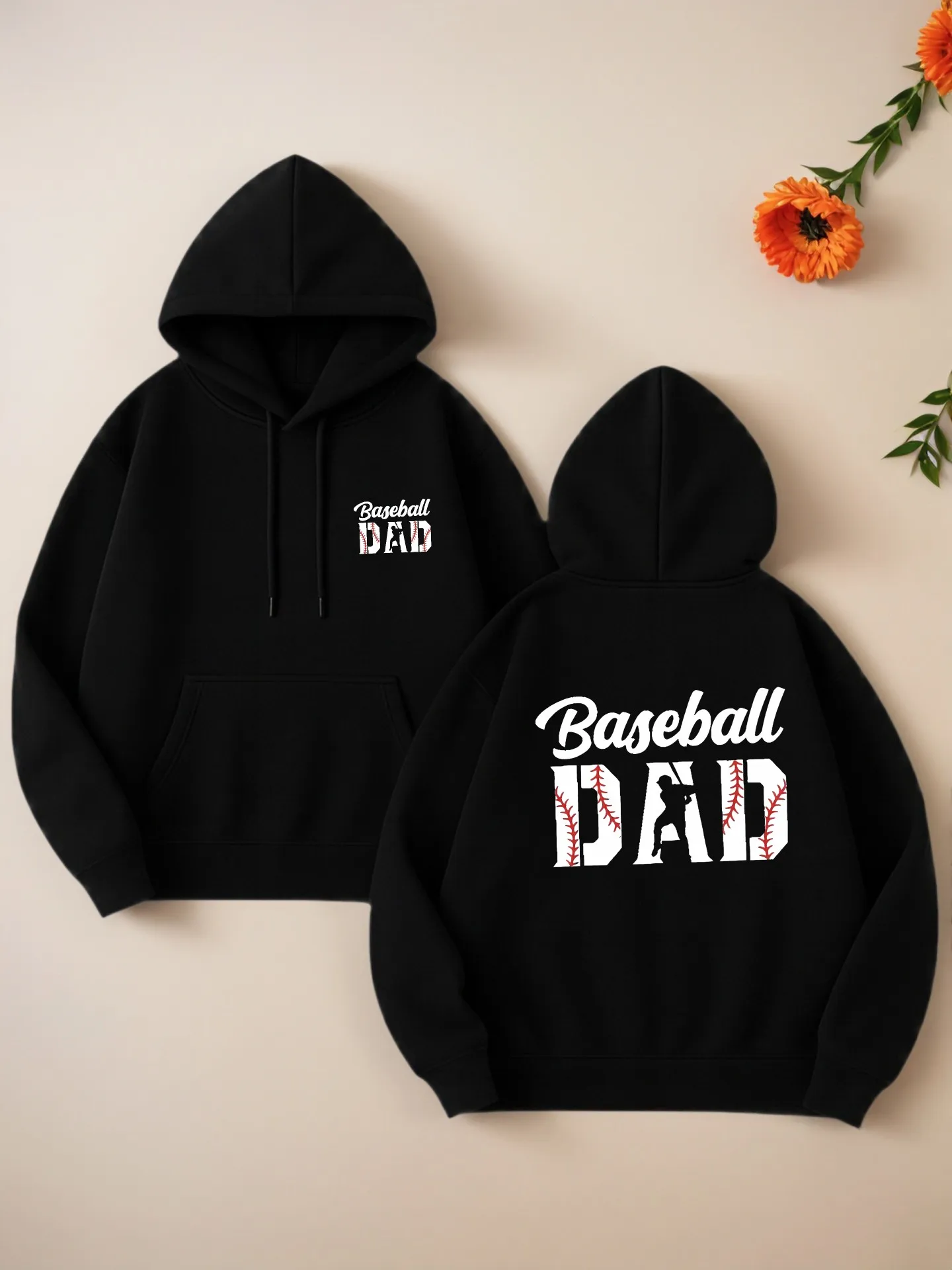 

Graphic Hoodie Women, Baseball - Dad Letter Print, Casual Streetwear Style, Soft Fabric, Casual Everyday Wear, For Men