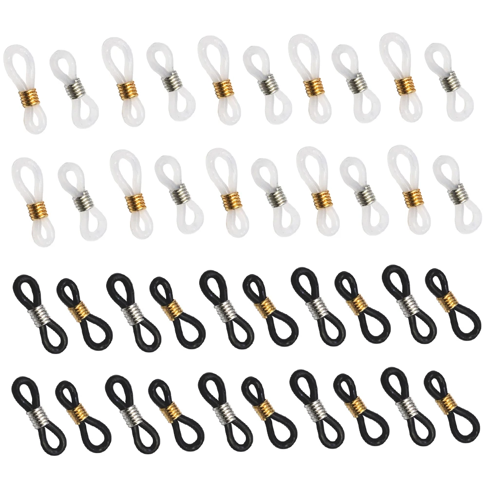 

40 Pcs Glasses Chain Anti slip Buckle Silicone Clip Necklace Accessory Durable Iron Plating DIY Black Gold White Transparent