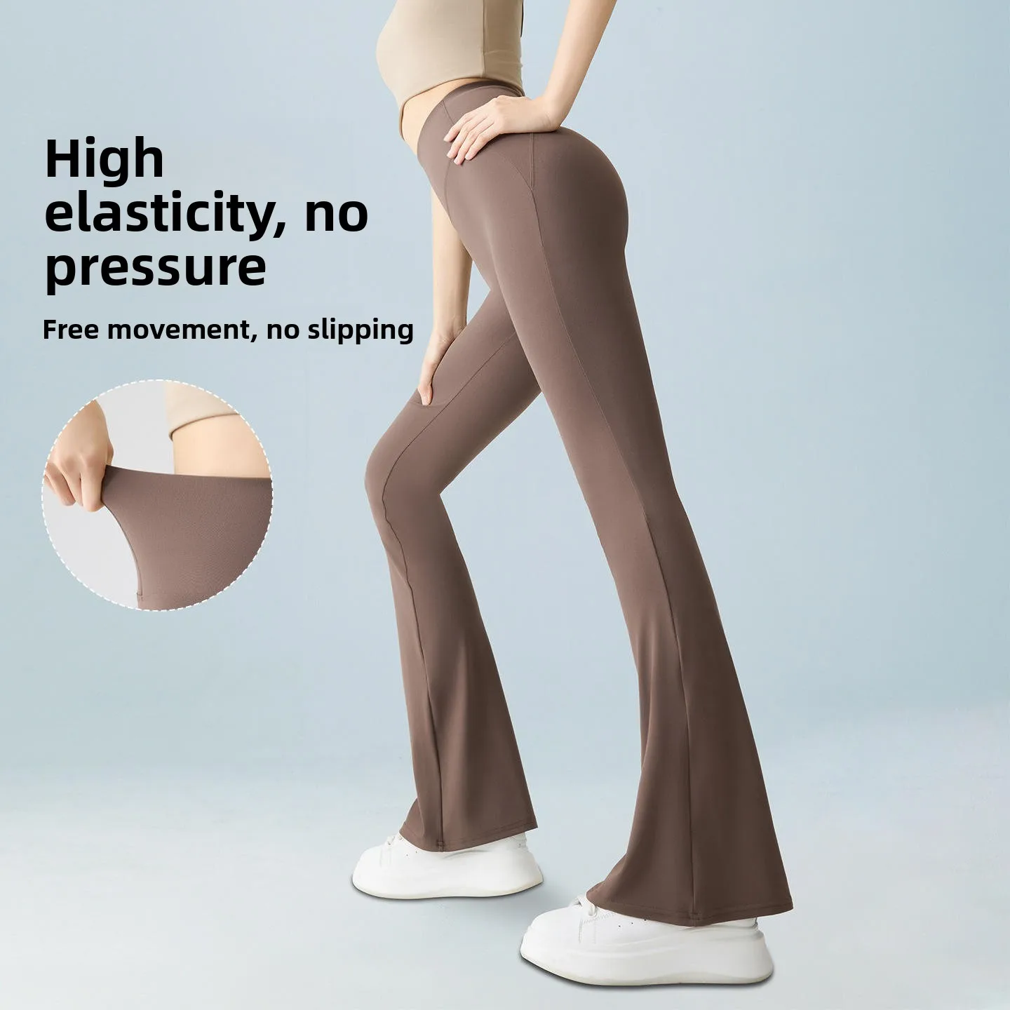 ارتفاع الخصر واسعة الساق اليوغا السراويل النسائية الصيف ضيق صالح قاعدة طبقة البطن التحكم بعقب رفع السراويل الطويلة مادة رقيقة