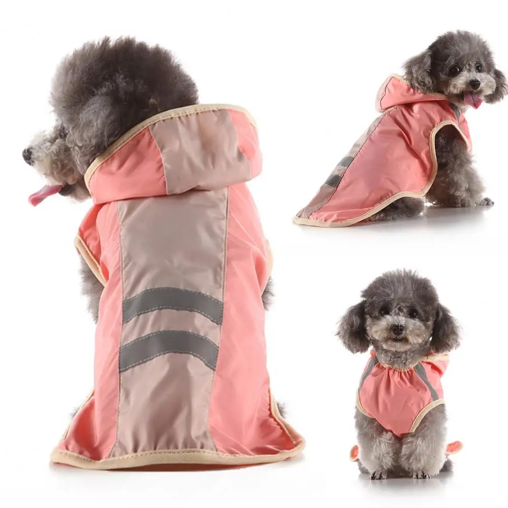 Dog Raincoat Waterproof Puppy Poncho Hooded Rainwear Reflective Dog Rain Coat Dogs Waterproof Coat Polyester Puppy Rain Cloak