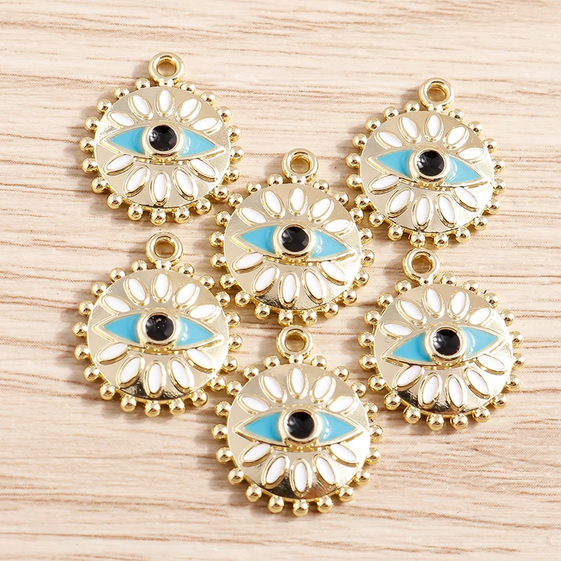 Tusember 5 Stück 17*15mm Türkische Blaue Augen-Anhänger Charms für Schmuckherstellung DIY Halskette Ohrringe Armband Handgefertigte Accessoires – Detail 4