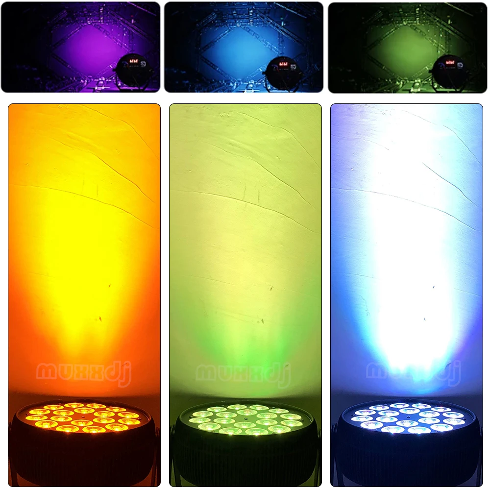 MUXXDJ 5pcs LED Par Light 18* 18w RGBWA UV 6in1 Slim LED Par Light for DJ Wedding Church Party Birthday Event