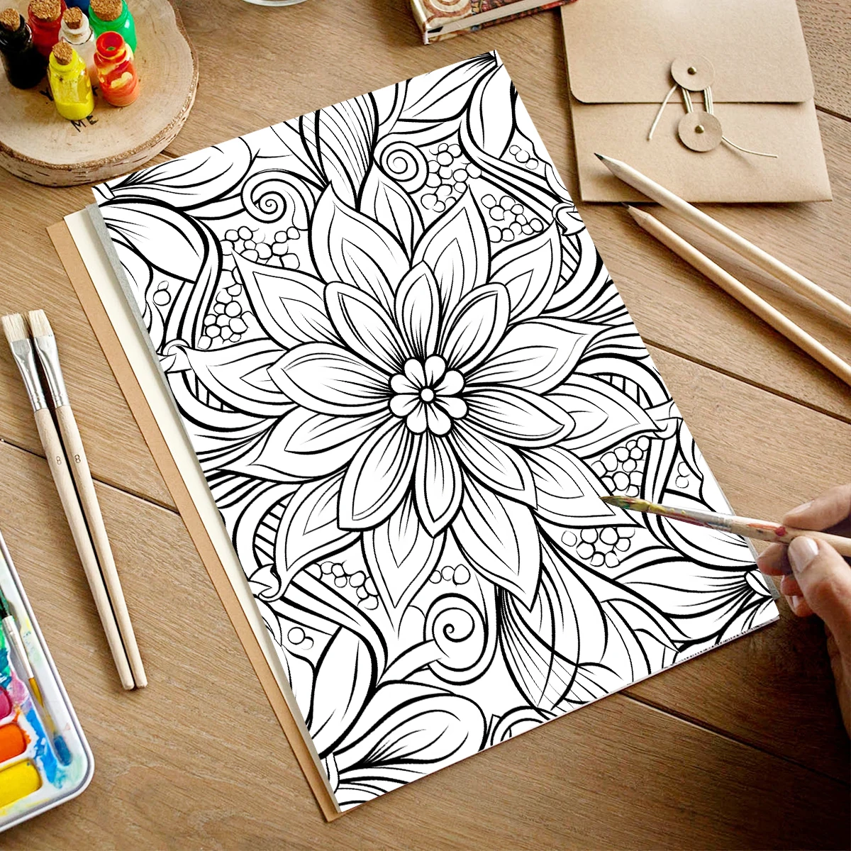 1PC Flowers Coloring Book Drawings for Kids Teens Adults Creative Inspirational Stress Relief Relaxation 20 Pages